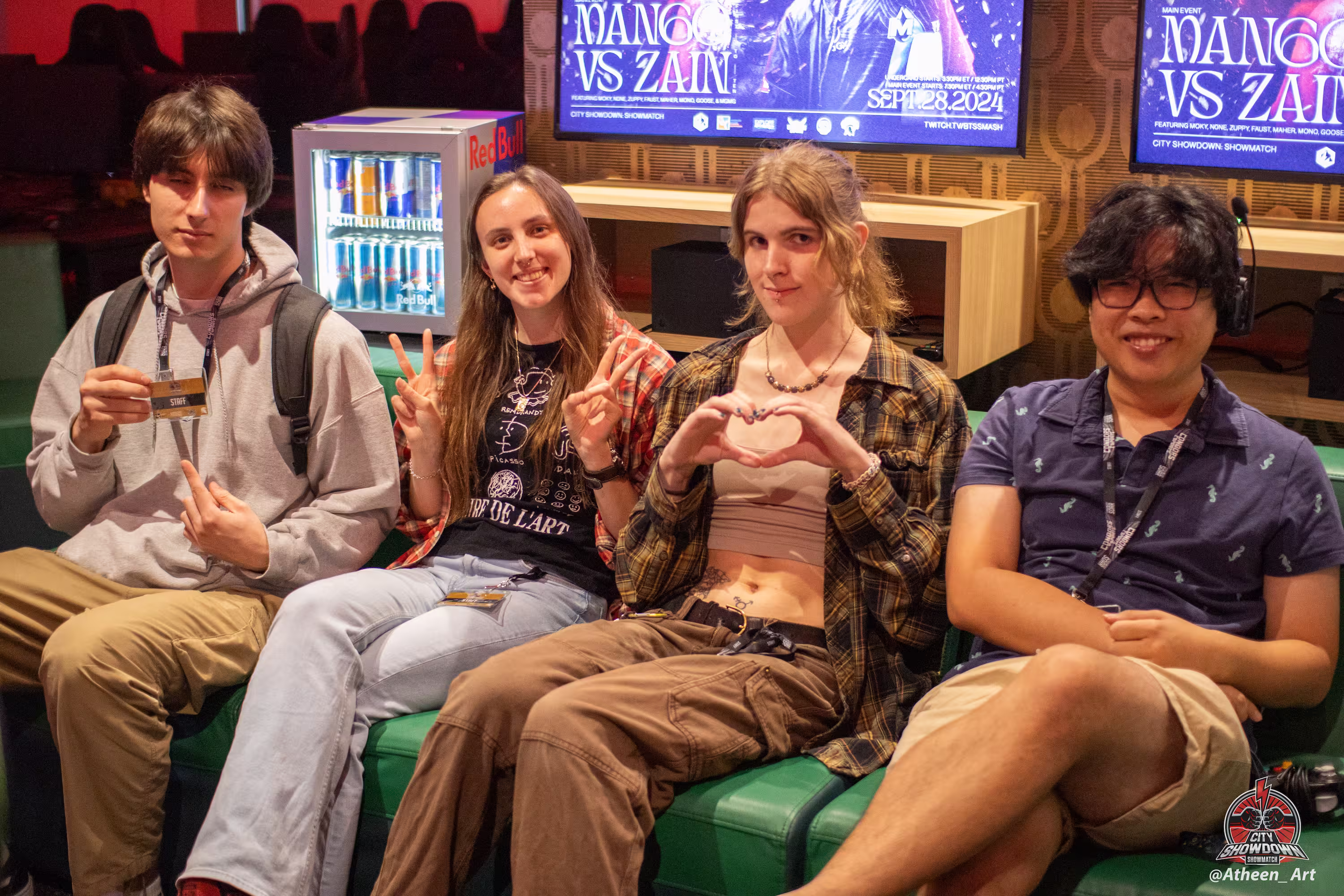 Spectators and players watching the event from seating area